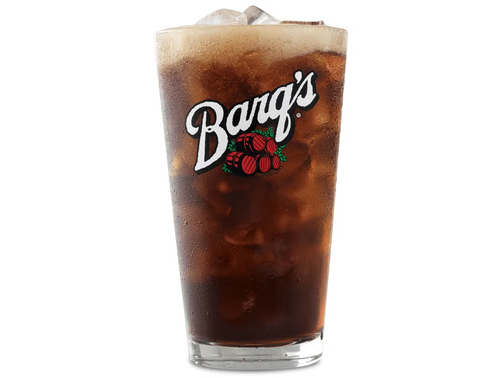 Arby’s Barq’s Root Beer® in a branded cup with ice