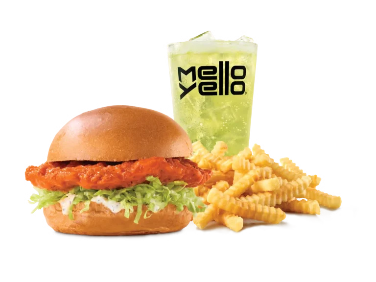 Arby’s Buffalo Chicken Sandwich Meal with curly fries and a drink