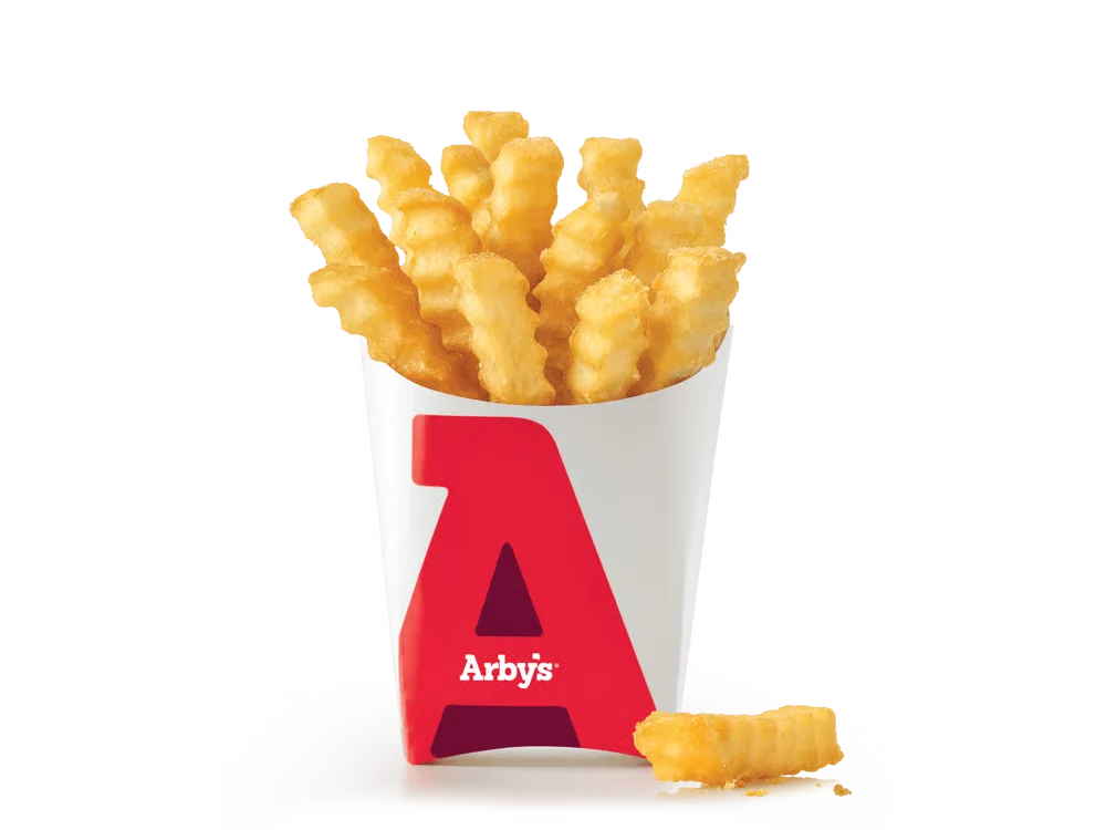 Arby’s Crinkle Fries served golden and crisp in a branded container