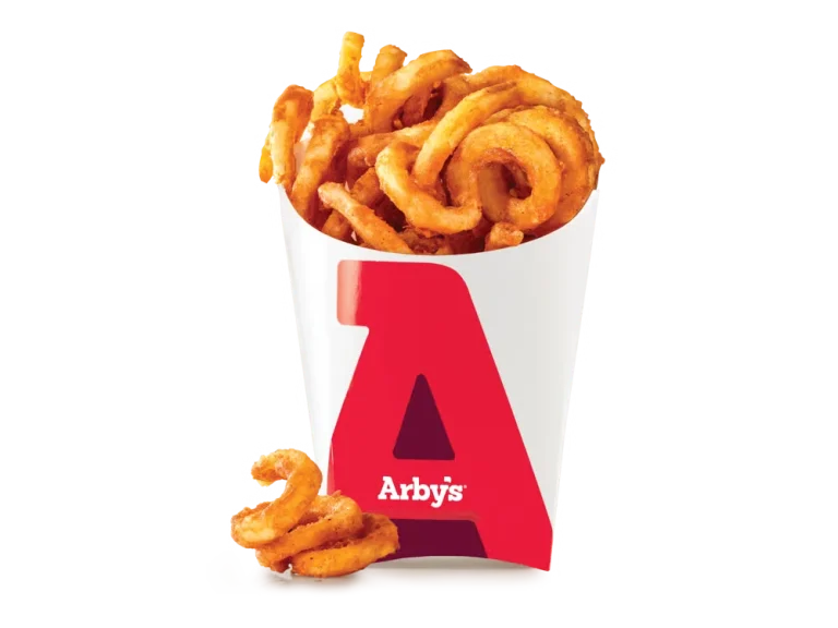 Arby’s Curly Fries served golden brown in a branded container
