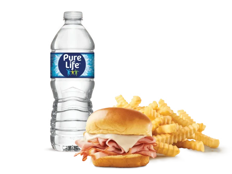 Arby’s Ham Slider Kids Meal with slider sandwich, fries, and a kids drink