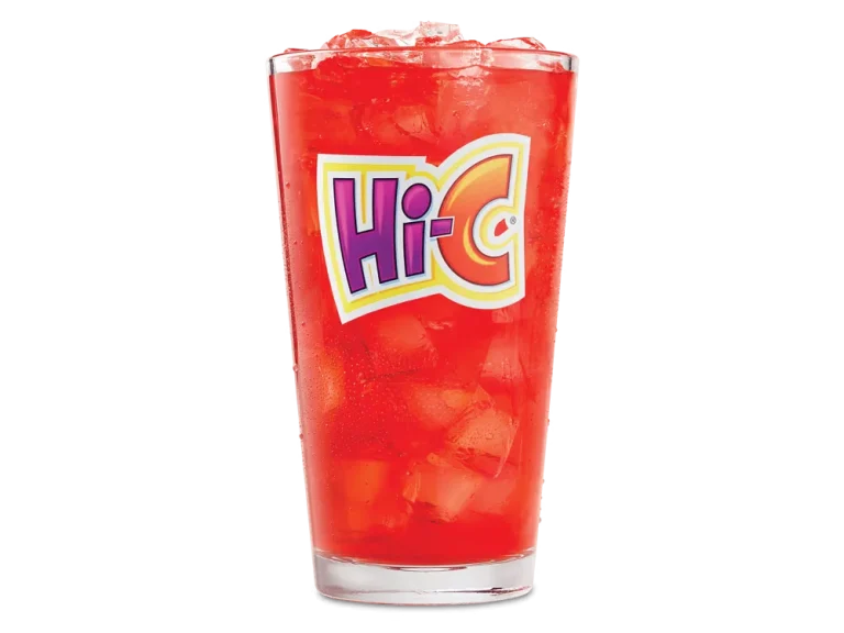 Arby’s Hi-C Flashin’ Fruit Punch® in a branded cup with ice