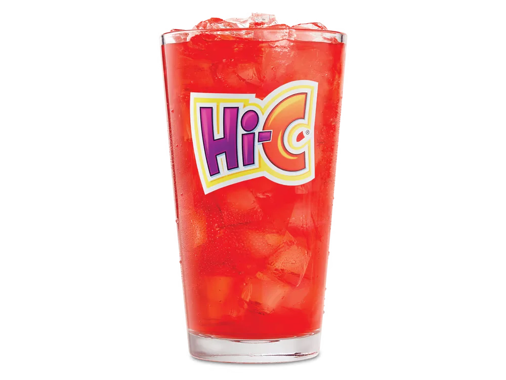 Arby’s Hi-C Flashin’ Fruit Punch® in a branded cup with ice