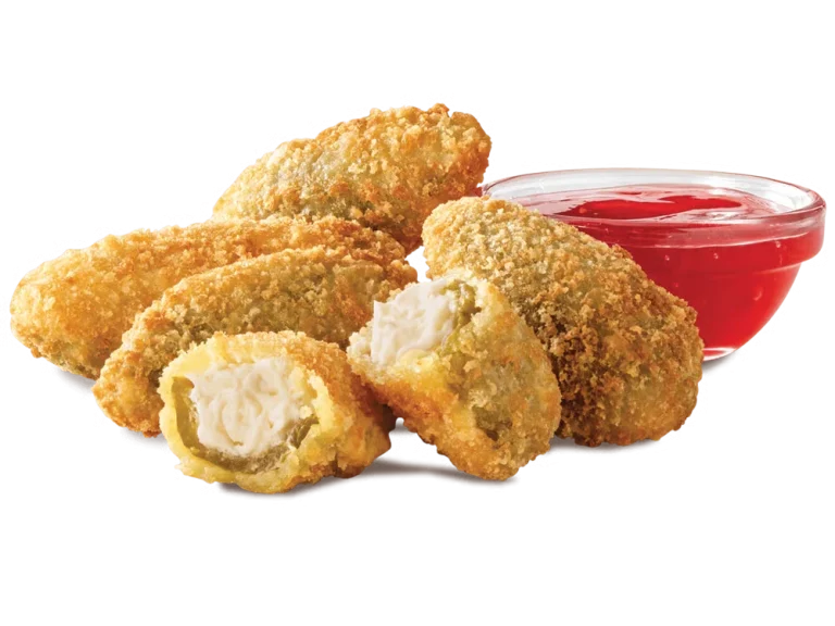 Arby’s Jalapeño Bites® with a golden crust, served with bronco berry sauce
