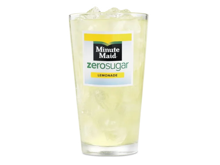 Arby’s Minute Maid® Zero Sugar served over ice in a clear cup