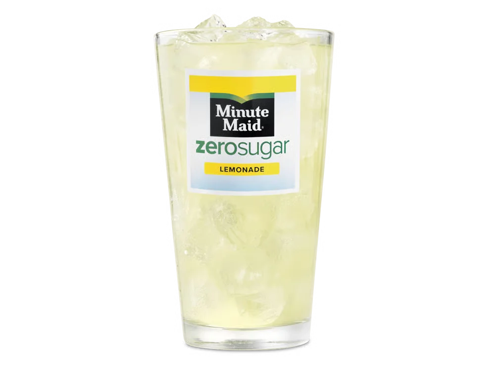 Arby’s Minute Maid® Zero Sugar served over ice in a clear cup