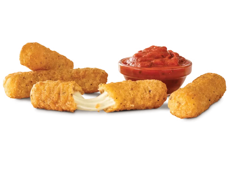 Arby’s Mozzarella Sticks with golden crust served with marinara sauce