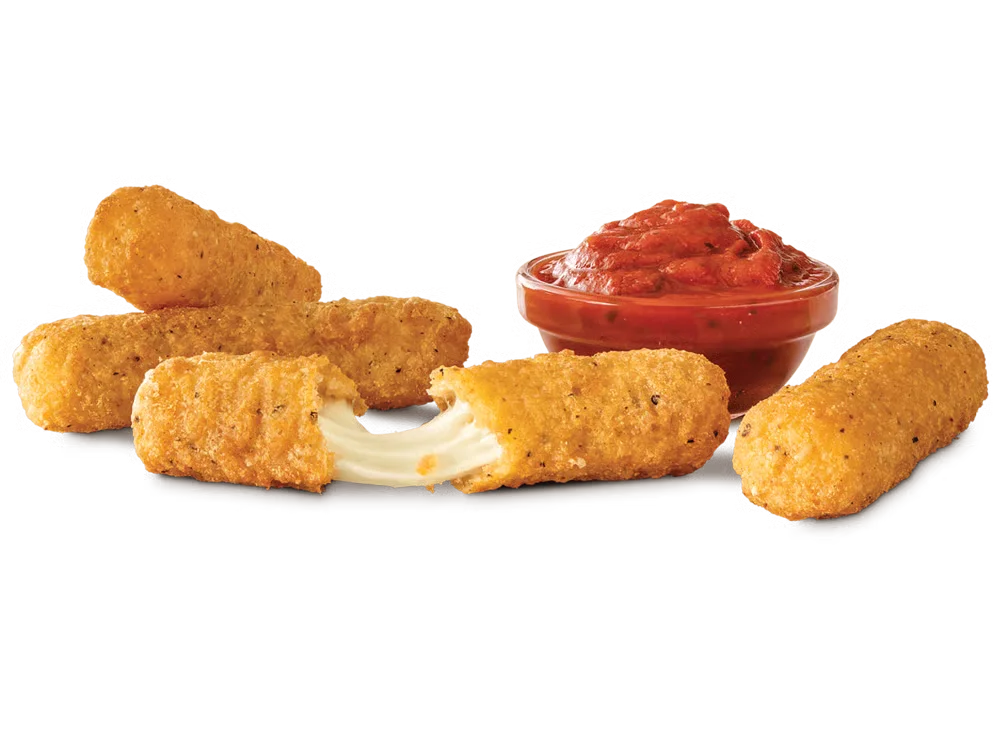 Arby’s Mozzarella Sticks with golden crust served with marinara sauce