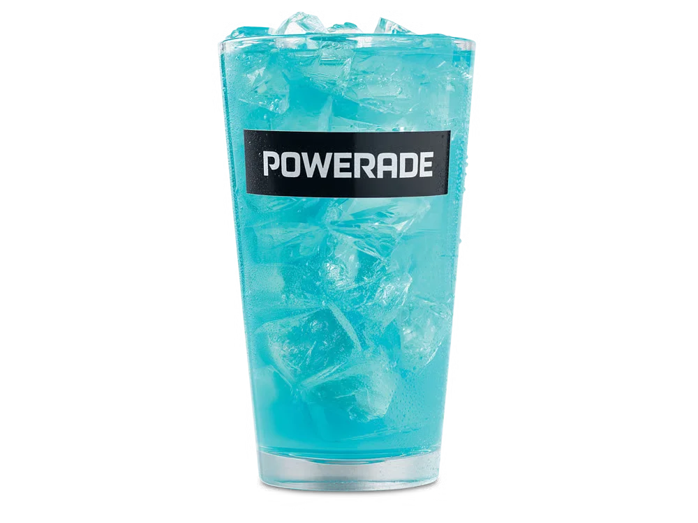 Arby’s Powerade® served in a clear cup over ice