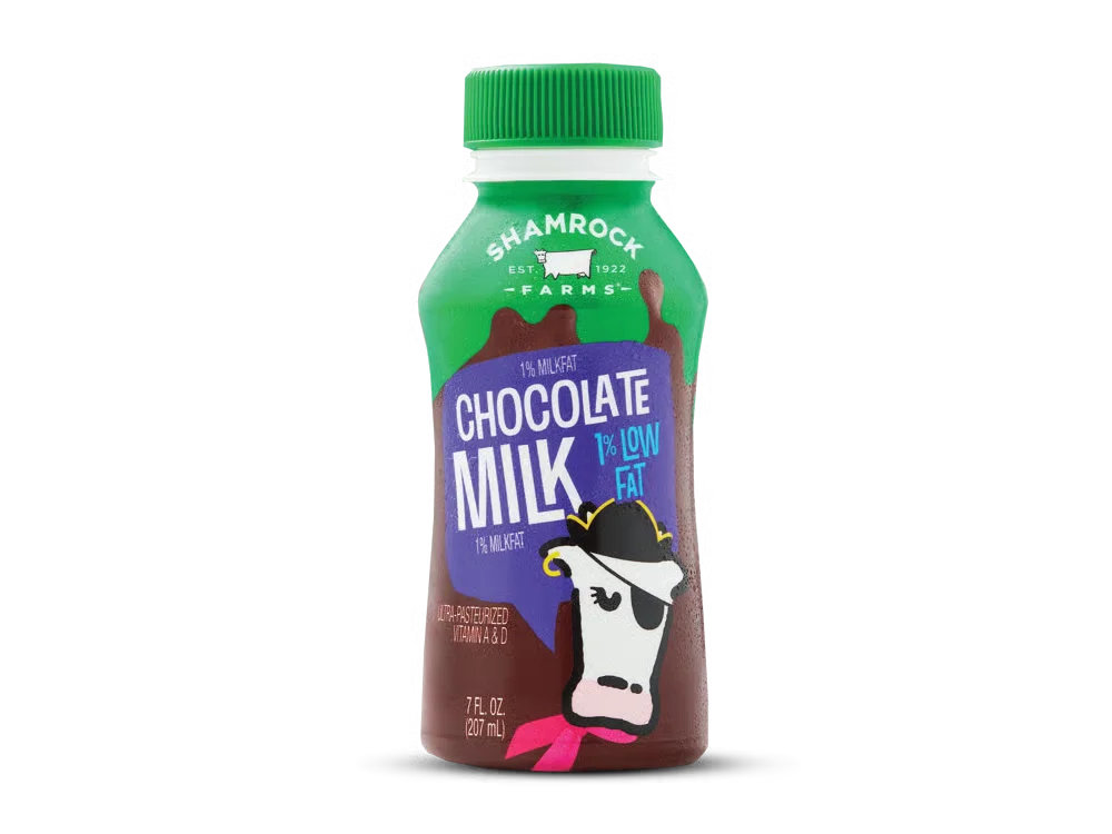 Arby’s Shamrock Farms® Lowfat Chocolate Milk bottle served cold with a kids meal