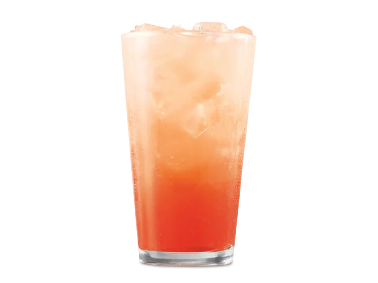 Arby’s Strawberry Lemonade served over ice with real strawberry flavor
