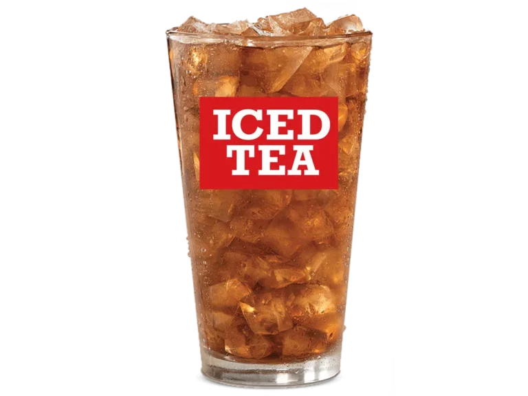 Arby’s Unsweet Tea served over ice in a clear cup